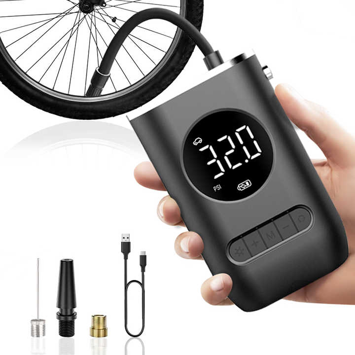 Portable Air Compressor Pump Rechargeable Mini Cordless Tyre Inflator with LED Light Auto-Off for Car Bicycle Motorcycle Balls Inflatables